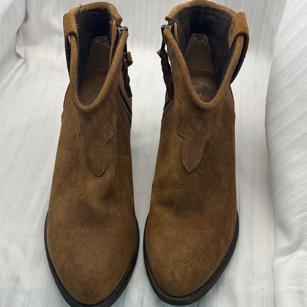 ARIAT Brown Suede Ankle Boots Women’s Size 9 - Picture 5 of 16